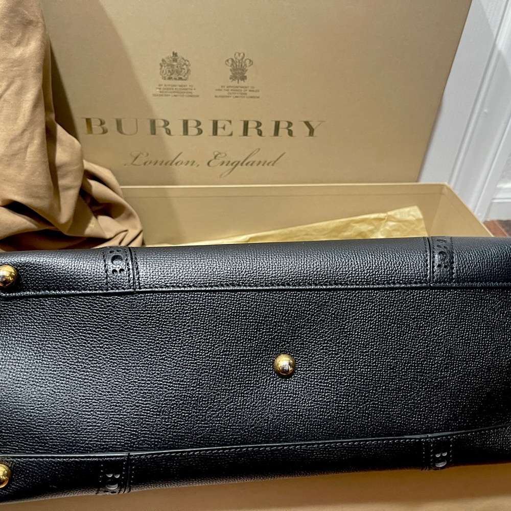Burberry Large Brogues Banner Tote Leather House Check Canvas- dust bag and box - Picture 5 of 11